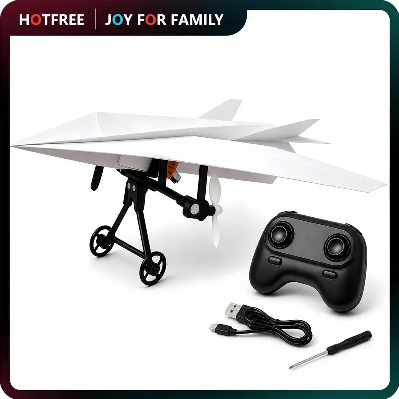 🛩️ XONHCN™ Smart RC Paper Airplane Kit – DIY STEM Remote Control Flight Toy