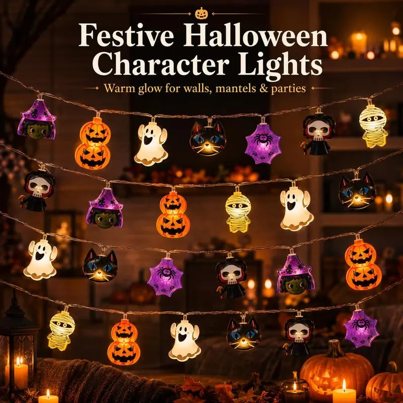 🎃USB-Powered Pumpkin LED String Lights – Cozy Halloween & Fall Decor! 🍂✨