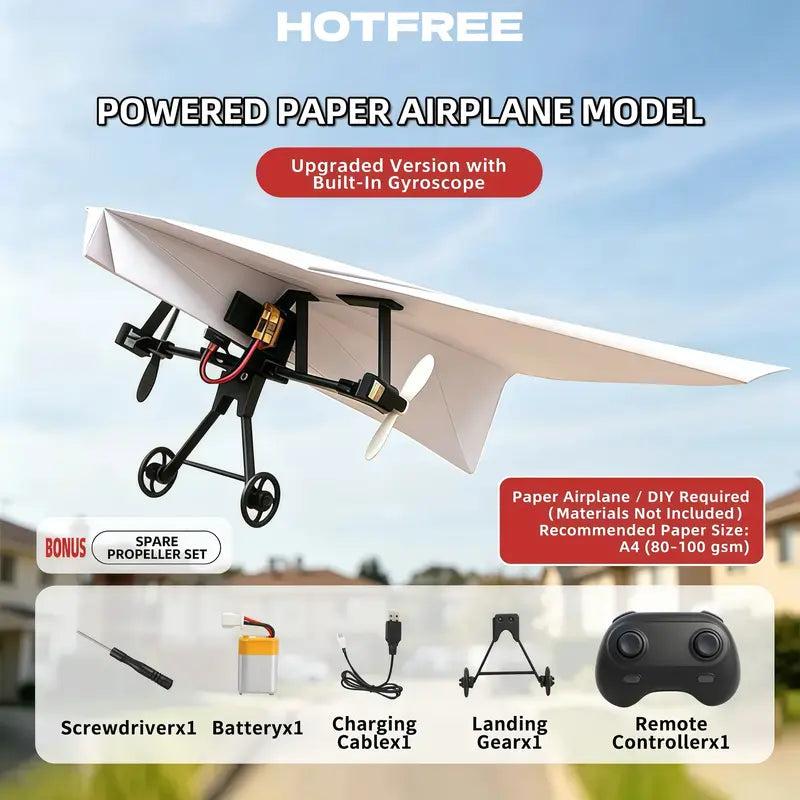 🛩️ XONHCN™ Smart RC Paper Airplane Kit – DIY STEM Remote Control Flight Toy