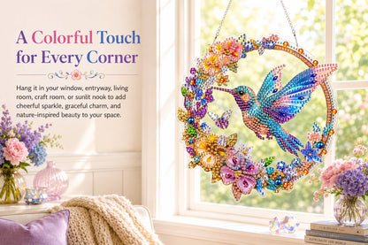 💥LAST DAY 57% OFF - Hummingbird Diamond Art Hanging Ornament Kit – Sparkling DIY Window Ornament 🐦✨