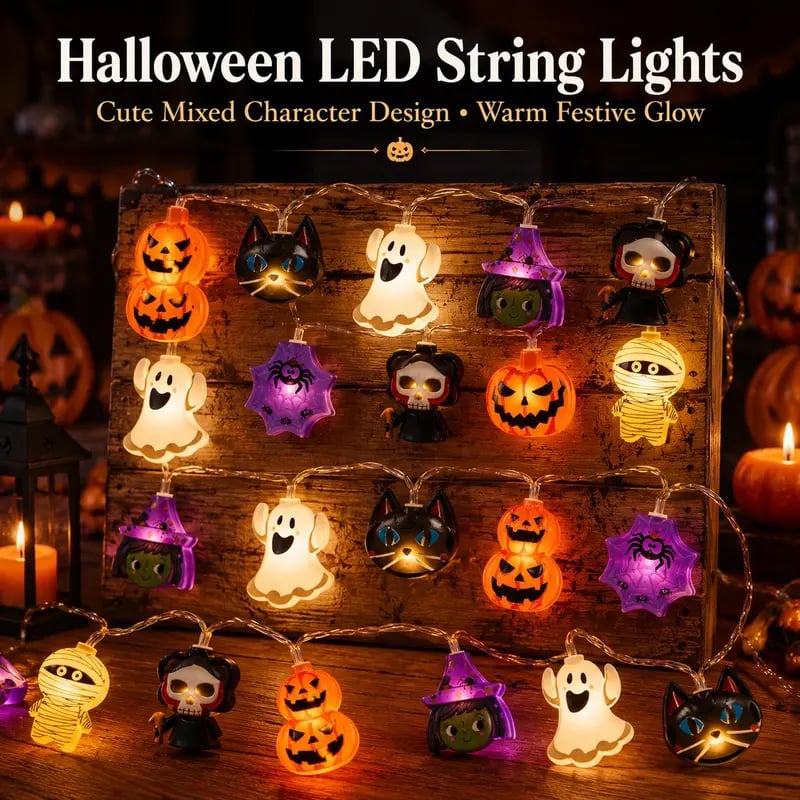 🎃USB-Powered Pumpkin LED String Lights – Cozy Halloween & Fall Decor! 🍂✨