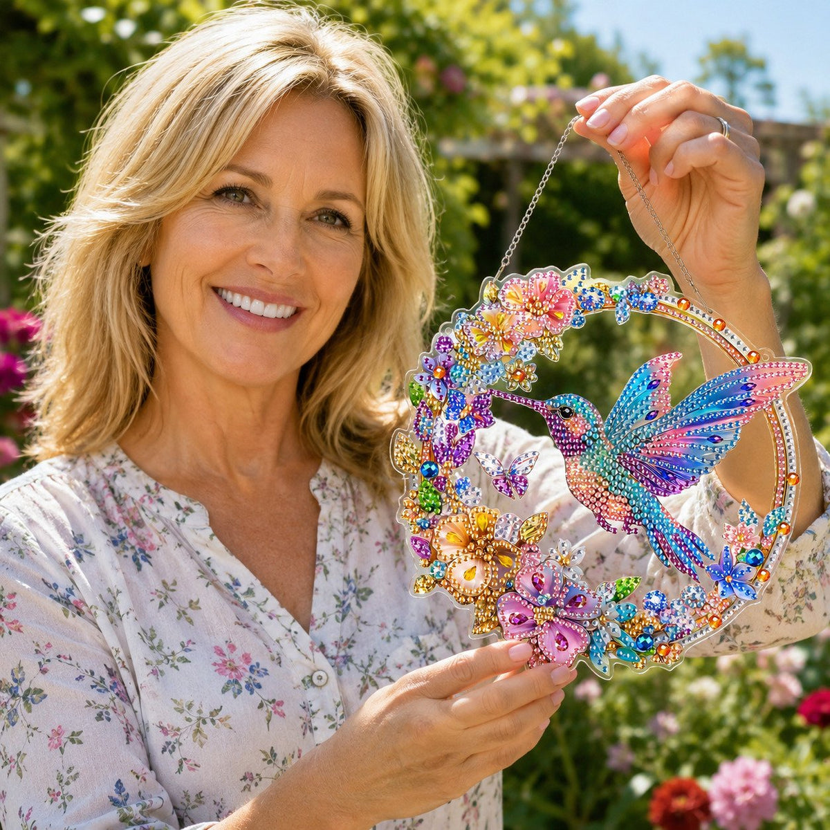 💥LAST DAY 57% OFF - Hummingbird Diamond Art Hanging Ornament Kit – Sparkling DIY Window Ornament 🐦✨