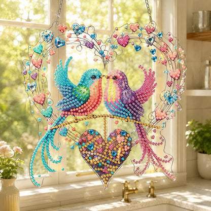 💥LAST DAY 57% OFF - Hummingbird Diamond Art Hanging Ornament Kit – Sparkling DIY Window Ornament 🐦✨