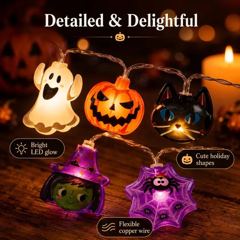 🎃USB-Powered Pumpkin LED String Lights – Cozy Halloween & Fall Decor! 🍂✨