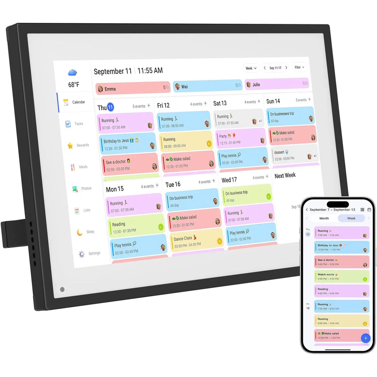 10.1-inch black smart digital calendar