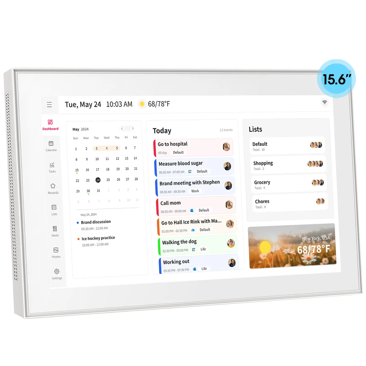 15.6-inch white smart digital calendar